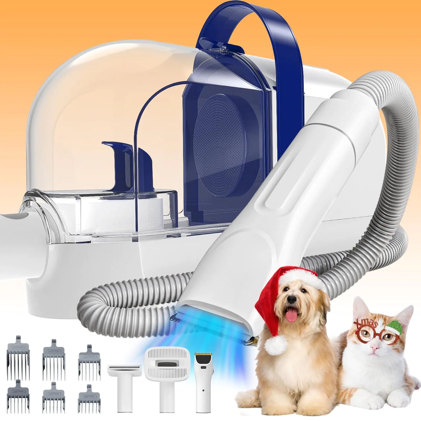 Quiet Pet Grooming Vacuum with Clippers