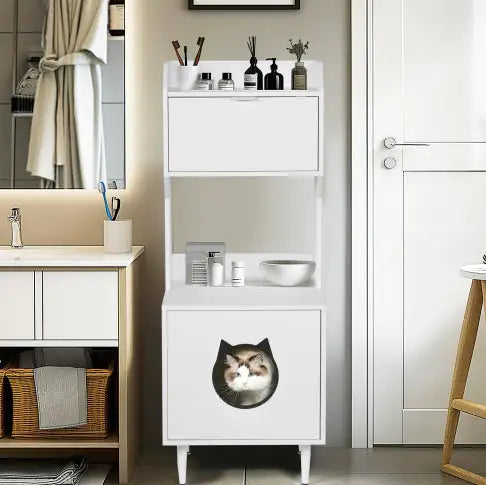 Hidden Cat Litter Box Enclosure & Storage Cabinet