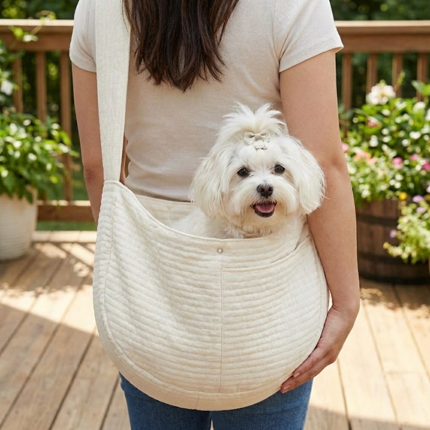 Hands-Free Hugs: The Stylish White Carrier for Clingy Pups & Cats
