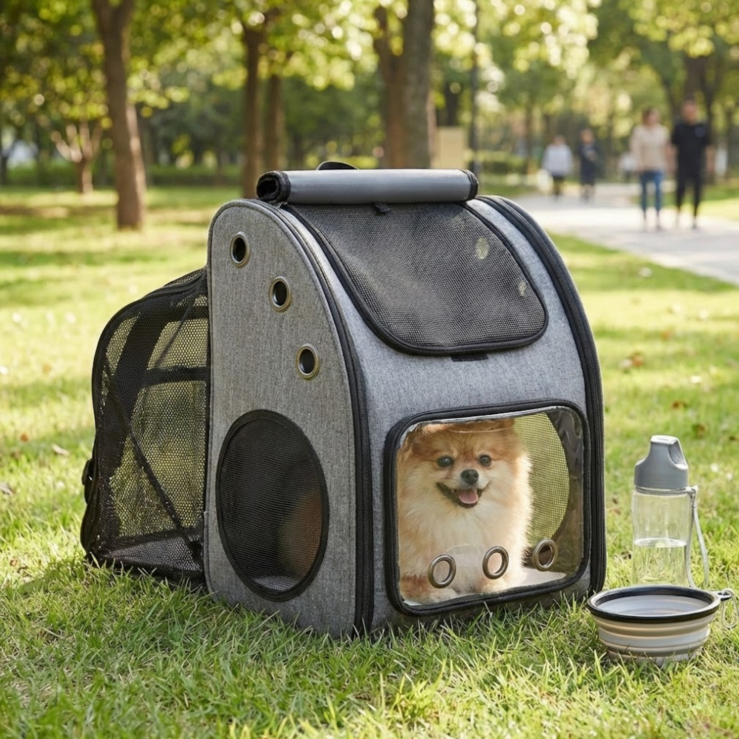 Expandable Pet Carrier Backpack with Acrylic Window – Breathable Travel Bag for Cats & Small Dogs (Up to 18 lbs) with Chest Support & Safety Tether