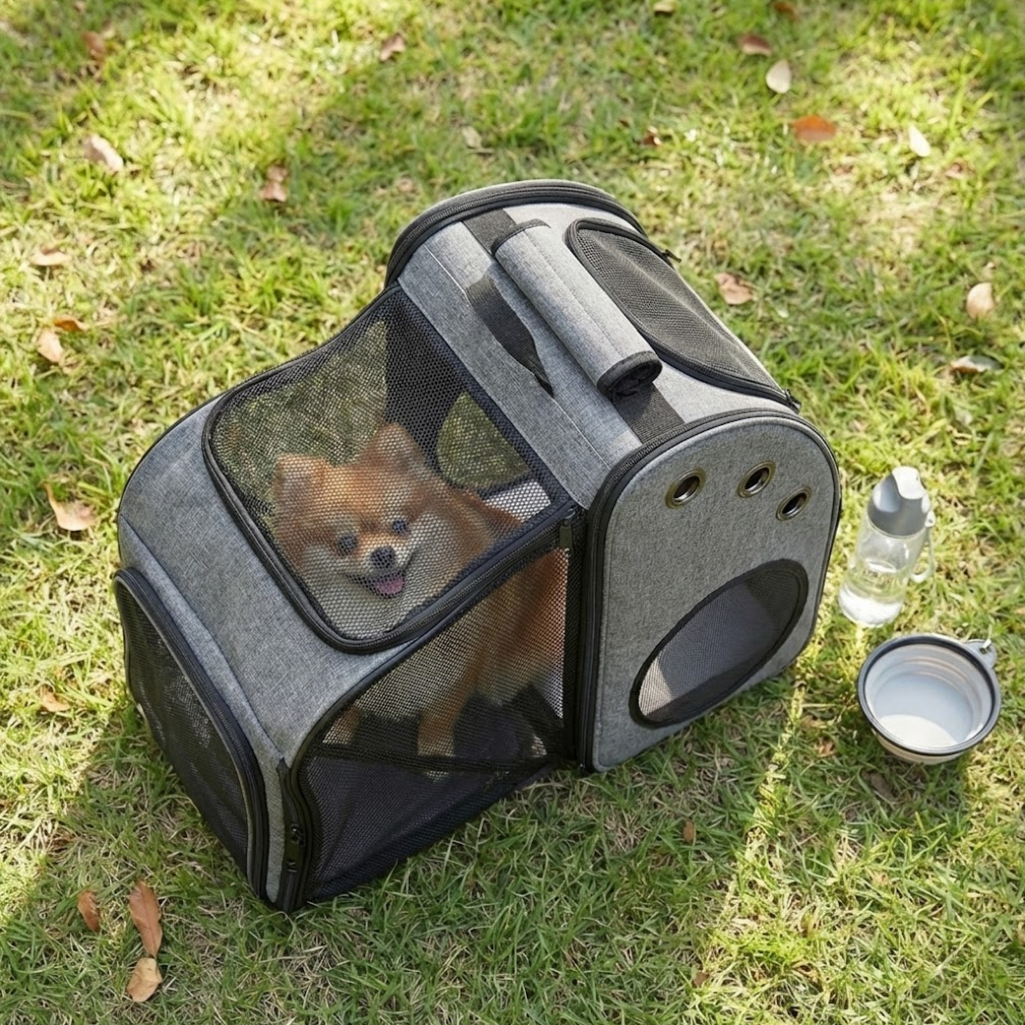 Expandable Pet Carrier Backpack with Acrylic Window – Breathable Travel Bag for Cats & Small Dogs (Up to 18 lbs) with Chest Support & Safety Tether