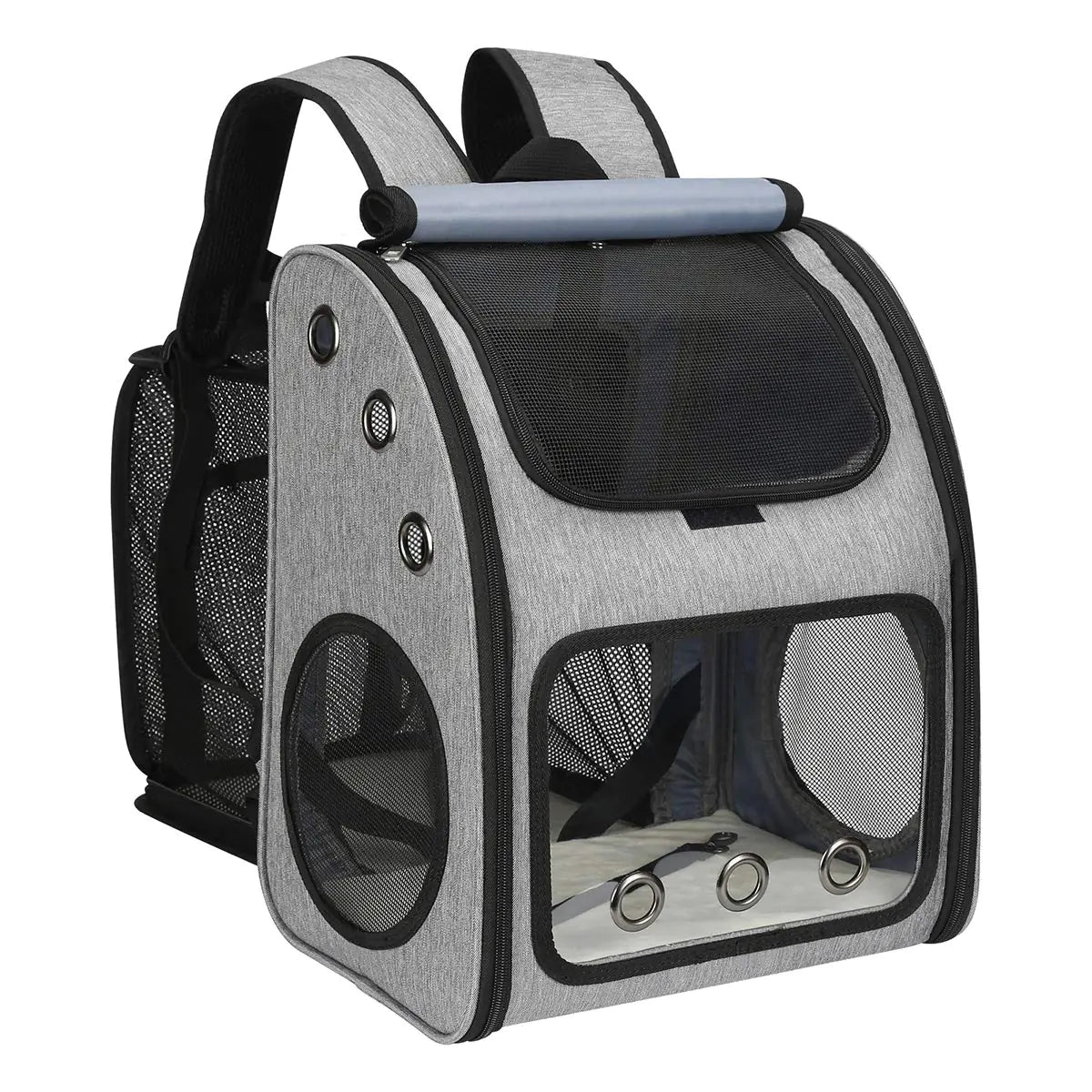 Expandable Pet Carrier Backpack with Acrylic Window – Breathable Travel Bag for Cats & Small Dogs (Up to 18 lbs) with Chest Support & Safety Tether